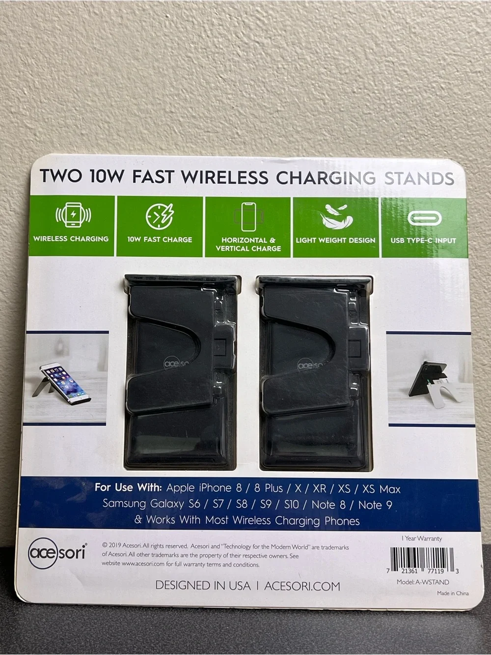 Acesori Ultra Slim 2-Pack Black Wireless Charging Stand - 10W Fast Charge